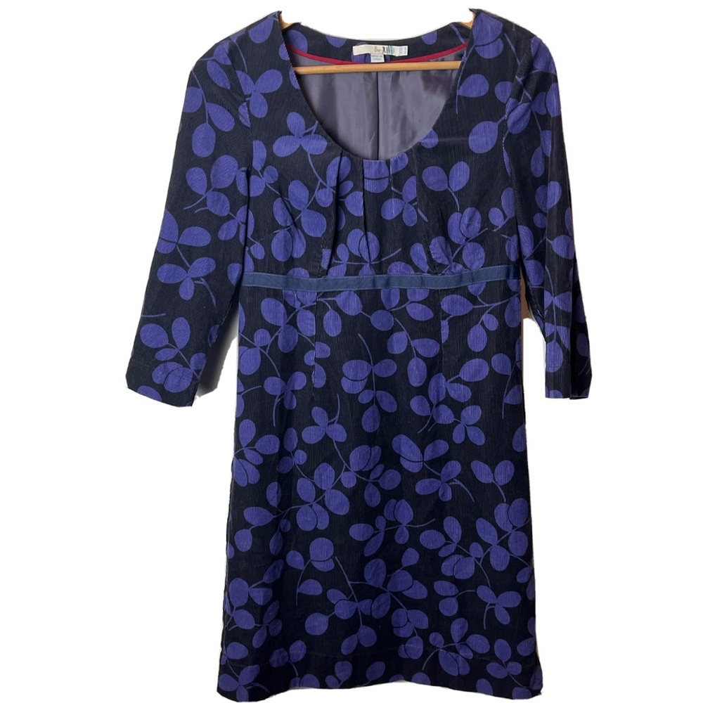 Boden Corduroy 3/4 Sleeve Floral Print Dress Career Workwear Business Dress 6R